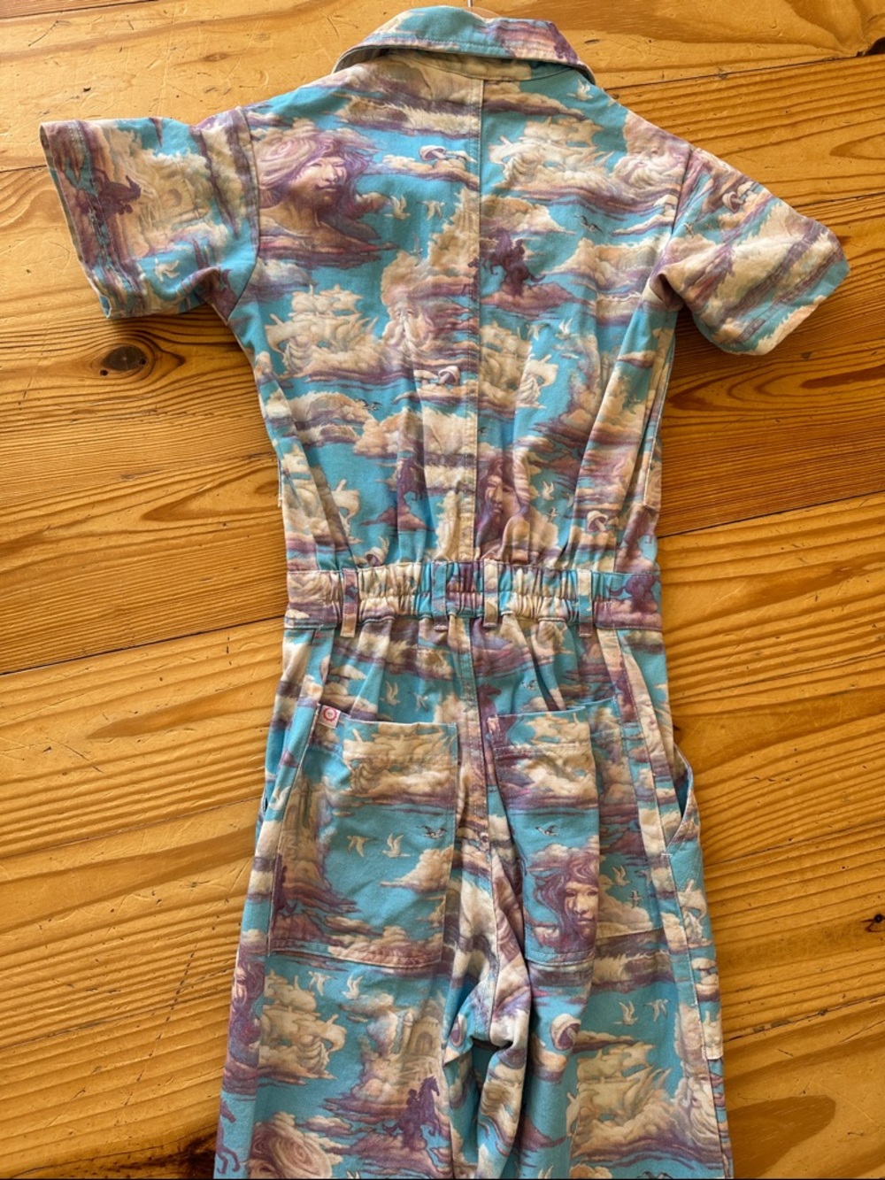 Big Bud Press Sky Blue and Lavender Short-Sleeve Jumpsuit - Picture 10 of 11